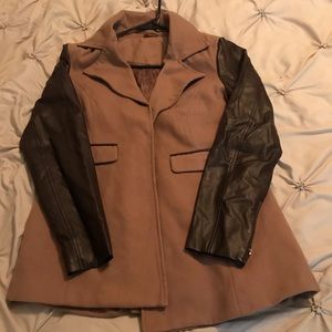 SOLD! Brown jacket with leather sleeves